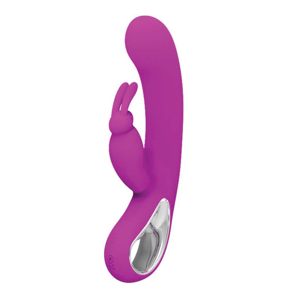 Vibrator Rabbit Pretty Love Webb 21 cm with dual motors for double stimulation, featuring sleek design in vibrant purple color.