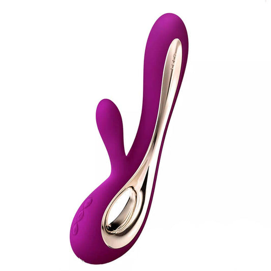 Vibrator Rabbit Lelo Soraya 2 in Purple - 22 cm length, soft velvety silicone, USB rechargeable, waterproof, dual-stimulation design