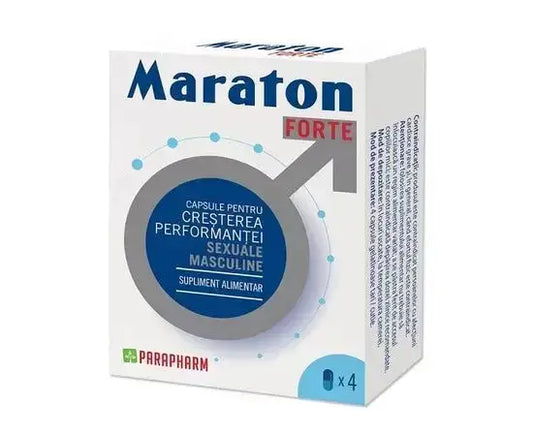 Box of Maraton Forte 4 capsules herbal supplement by Parapharm for increasing male sexual performance.