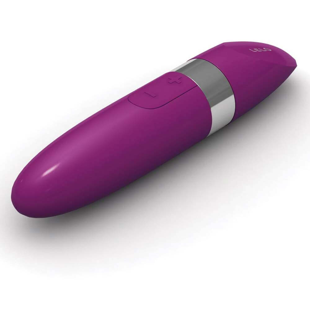 Mia 2 LELO vibrator in purple, lipstick-shaped, with 6 speeds for customizable vibrations. 11.1 cm long and 2.2 cm in diameter.