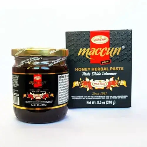 Maccun Honey Herbal Paste Aphrodisiac for Male Libido Enhancement, 240 g jar and packaging box