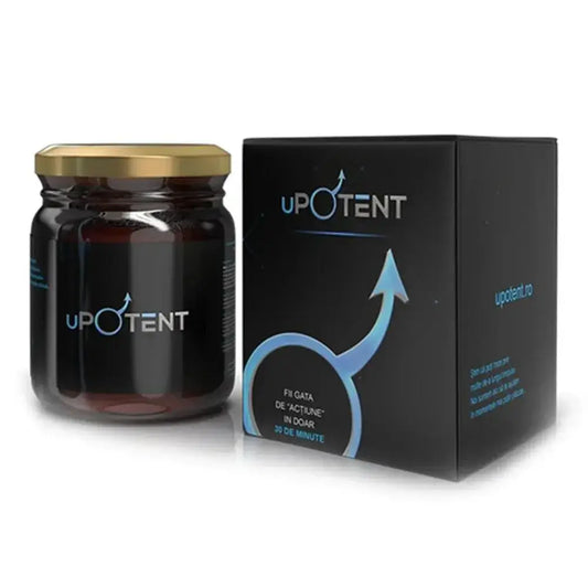 uPOTENT honey supplement for potency and premature ejaculation in 230g jar with packaging box for men's sexual health.